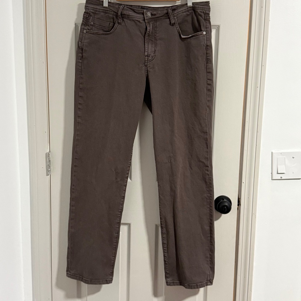 Liverpool Relaxed Straight Jeans Mens 36x32 Brown Casual Stretch Denim